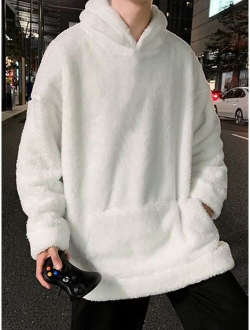 Men Kangaroo Pocket Drop Shoulder Teddy Hoodie