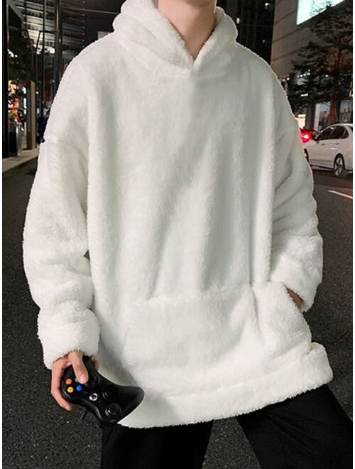 Shein Men Kangaroo Pocket Drop Shoulder Teddy Hoodie