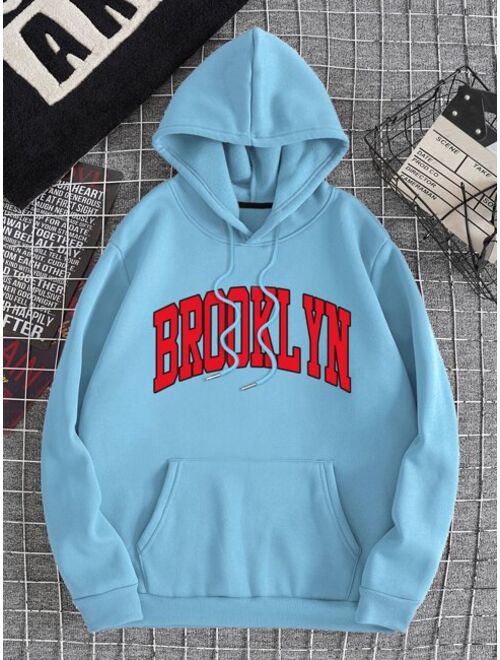 Shein Men Letter Graphic Drawstring Kangaroo Pocket Hoodie