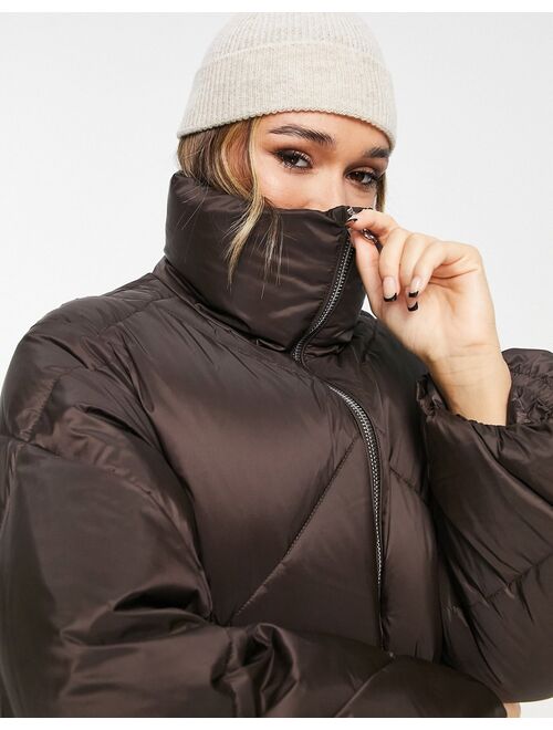 & Other Stories padded down jacket with hood in brown