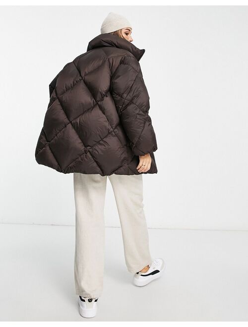 & Other Stories padded down jacket with hood in brown