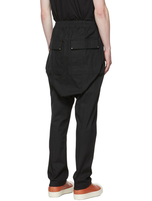 RICK OWENS Black Drawstring Long Trousers