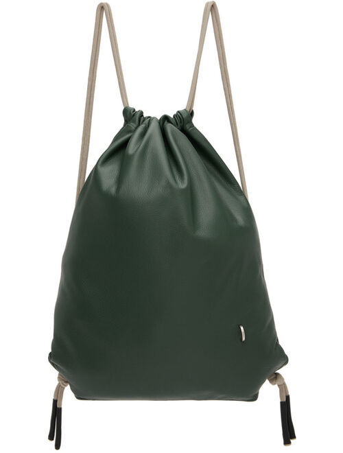 RICK OWENS Blue Leather Drawstring Backpack