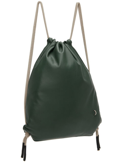 RICK OWENS Blue Leather Drawstring Backpack