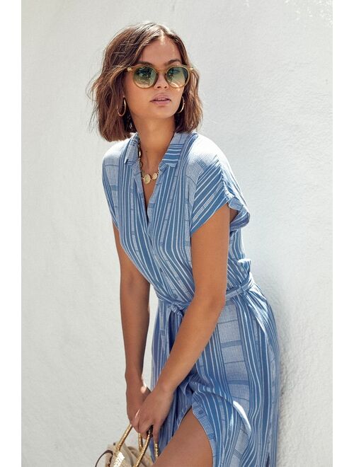 Lulus LUSH I'm the One Blue and White Striped Shirt Dress