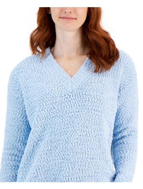 STYLE & CO Women's Teddy Boucle V-Neck Sweater, Created for Macy's