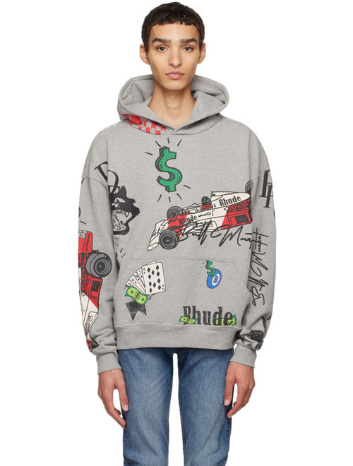 RHUDE Gray Doodle Hoodie