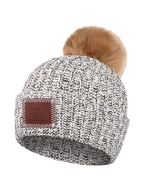 Love Your Melon Beanie for Men & Women, Pom Beanie, Winter Hats, Cool Beanies, 100% Cotton Made Knit Warm Thick Skully