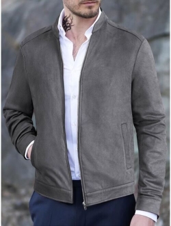 Men Zip Up Suedette Jacket