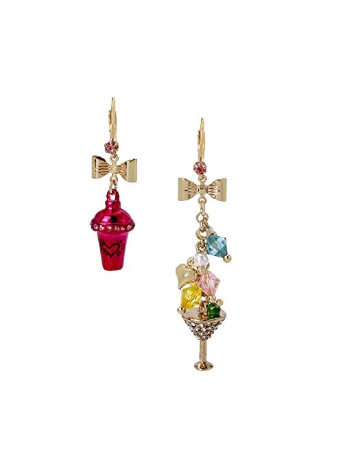 Betsey Johnson Martini Mismatch Drop Earrings MULTI, 373766GLD966