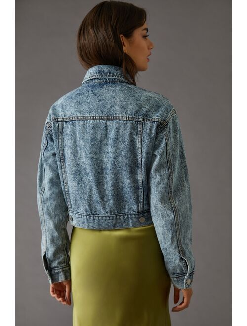 Avec Les Filles Cropped Denim Trucker Jacket