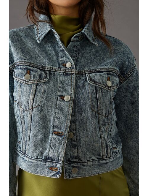 Avec Les Filles Cropped Denim Trucker Jacket