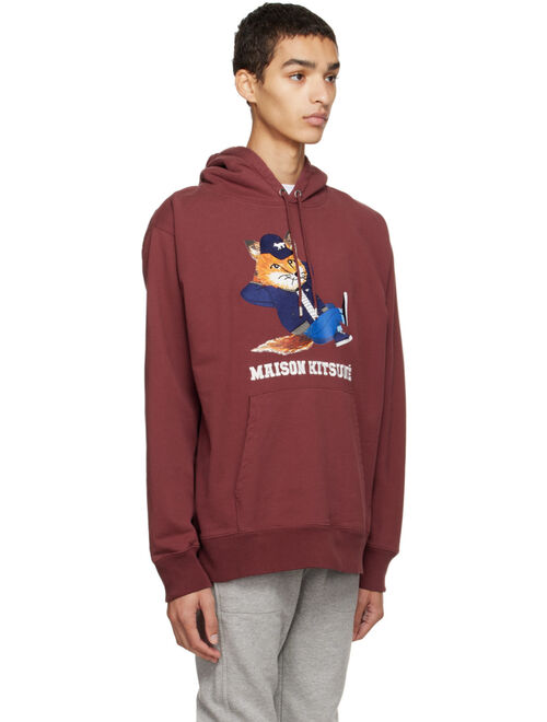 MAISON KITSUNE Burgundy Dressed Fox Hoodie