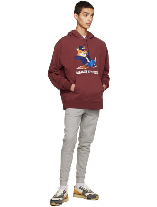 MAISON KITSUNE Burgundy Dressed Fox Hoodie