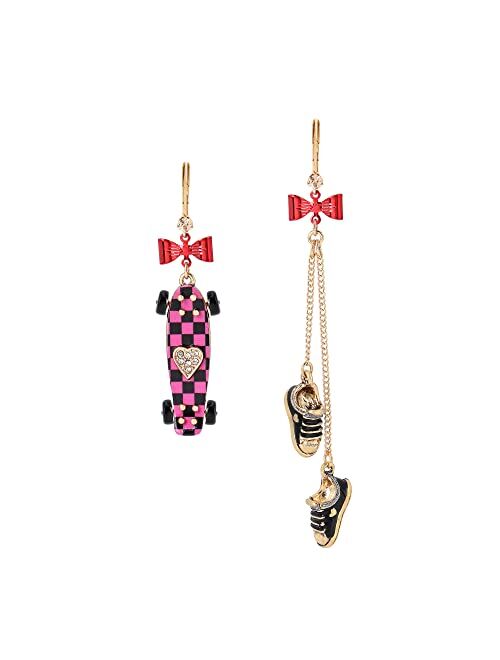 Betsey Johnson Skateboard Mismatched Earrings