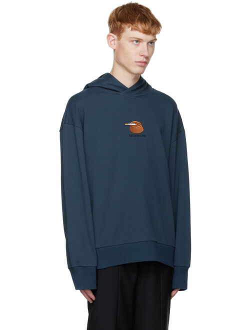 CALVINLUO Navy Embroidered Hoodie