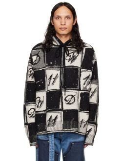 WE11DONE Black Chess Board Graphic Hoodie