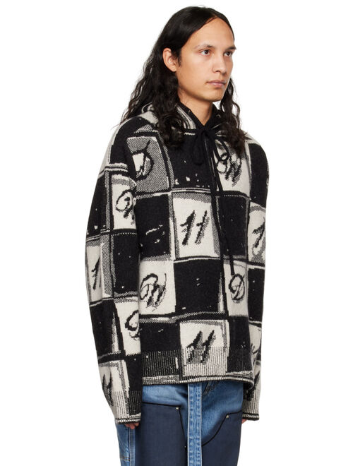 WE11DONE Black Chess Board Graphic Hoodie