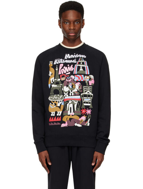 MAISON KITSUNE Black Bill Rebholz Edition 'Paris' Sweatshirt