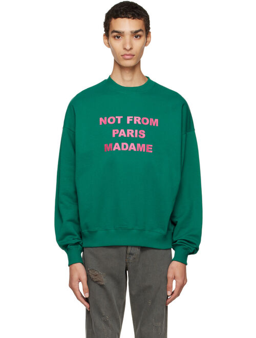 DROLE DE MONSIEUR Green 'Le Sweat Slogan' Sweatshirt