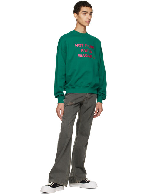 DROLE DE MONSIEUR Green 'Le Sweat Slogan' Sweatshirt