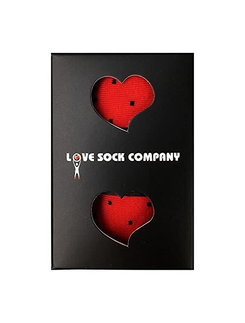 Love Sock Company Individually gift boxed groomsmen dress socks with mini polka dots. Premium organic cotton
