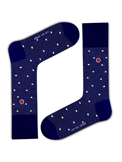 Love Sock Company fun colorful funky polka dots patterned organic cotton men's dress socks black red navy night