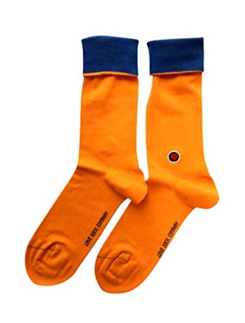 Love Sock Company Men's Solid Bright Orange Dress Socks