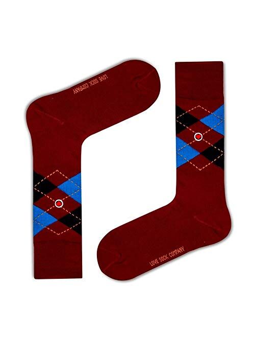 Argyle Men's Burgundy Dress Socks - Organic Cotton - Made in Europe - Love Sock Company (Burgundy)