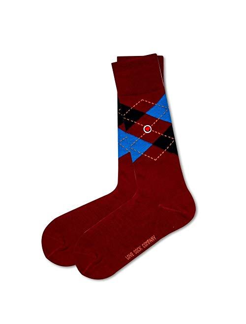 Argyle Men's Burgundy Dress Socks - Organic Cotton - Made in Europe - Love Sock Company (Burgundy)