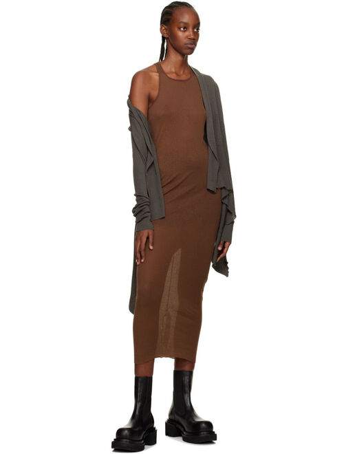 RICK OWENS Brown Tank Midi Dress