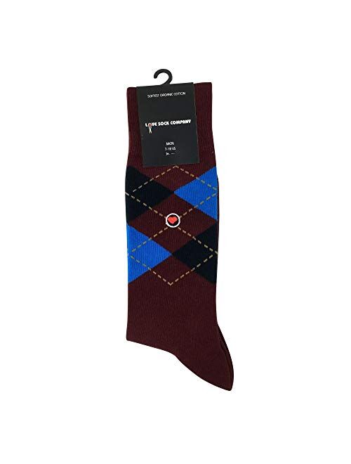 3 Pack Argyle Dress Socks Bundle - Black, Navy Blue, Burgundy Argyle Socks - Love Sock Company