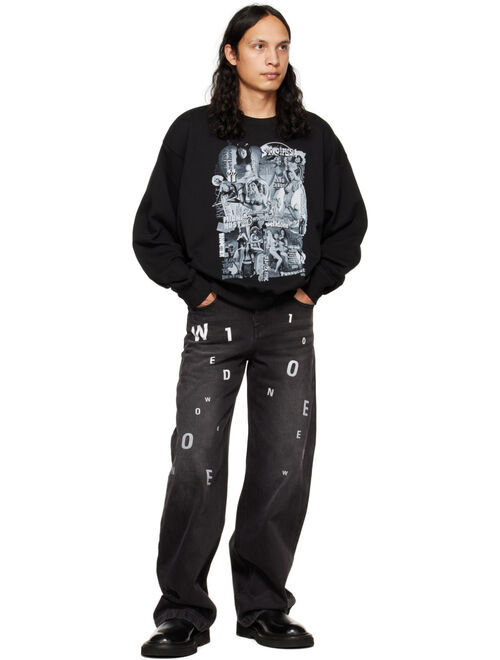 WE11DONE Black Movie Collage Sweatshirt