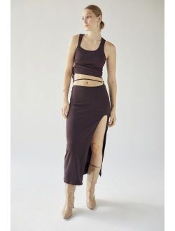 UO Tied Up Ribbed Midi Skirt