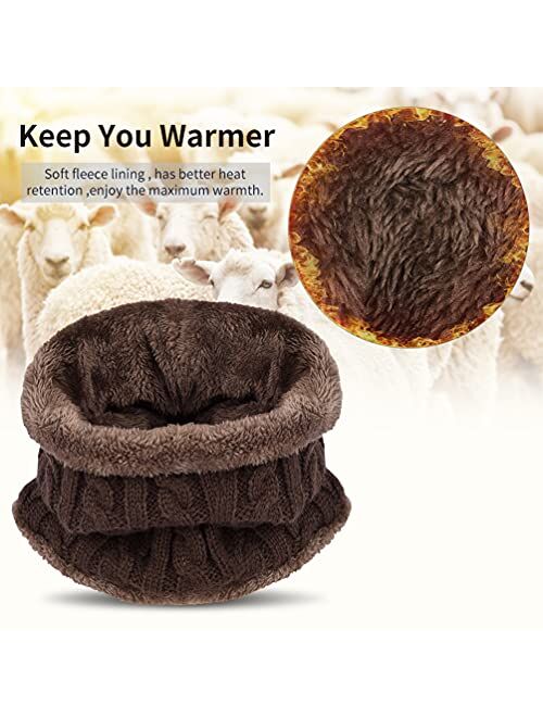 Oopor Kid Hat Scarf Gloves Set - Winter Knit Beanie Cap Neck Warmer Touch Screen Mitten Boy Girl 5-10 Year