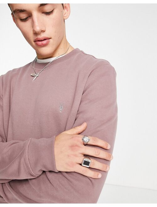 AllSaints Raven sweatshirt in mauve purple