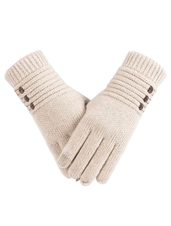 Copcape Gloves for Women, Winter Gloves Warm Wool Knit with Thermal Thinsulate Lined, Gloves for Cold Weather with Touchscreen Finger