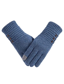 Copcape Gloves for Women, Winter Gloves Warm Wool Knit with Thermal Thinsulate Lined, Gloves for Cold Weather with Touchscreen Finger