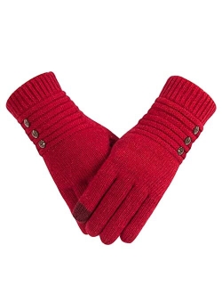 Copcape Gloves for Women, Winter Gloves Warm Wool Knit with Thermal Thinsulate Lined, Gloves for Cold Weather with Touchscreen Finger