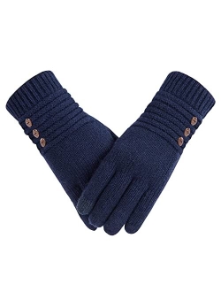 Copcape Gloves for Women, Winter Gloves Warm Wool Knit with Thermal Thinsulate Lined, Gloves for Cold Weather with Touchscreen Finger