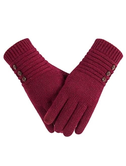 Copcape Gloves for Women, Winter Gloves Warm Wool Knit with Thermal Thinsulate Lined, Gloves for Cold Weather with Touchscreen Finger