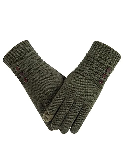 Copcape Gloves for Women, Winter Gloves Warm Wool Knit with Thermal Thinsulate Lined, Gloves for Cold Weather with Touchscreen Finger