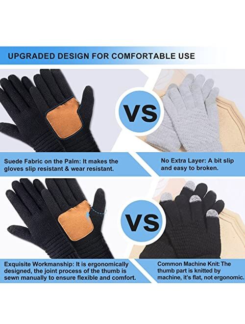 Copcape Gloves for Women, Winter Gloves Warm Wool Knit with Thermal Thinsulate Lined, Gloves for Cold Weather with Touchscreen Finger