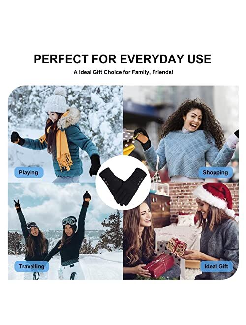 Copcape Gloves for Women, Winter Gloves Warm Wool Knit with Thermal Thinsulate Lined, Gloves for Cold Weather with Touchscreen Finger