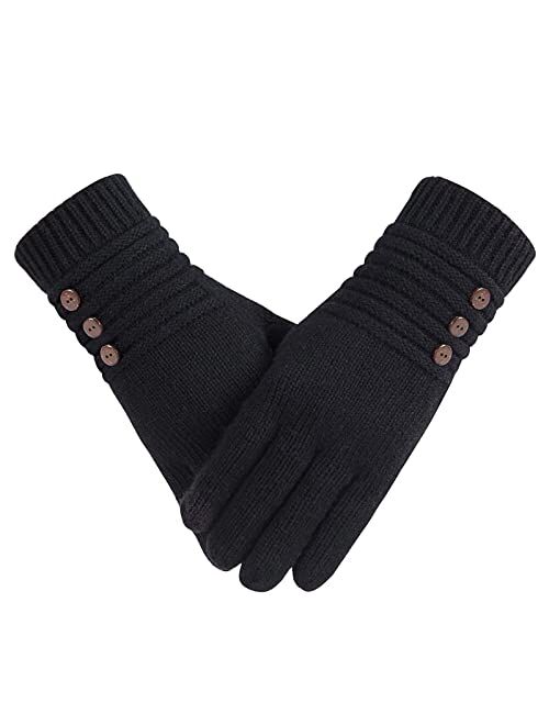 Copcape Gloves for Women, Winter Gloves Warm Wool Knit with Thermal Thinsulate Lined, Gloves for Cold Weather with Touchscreen Finger