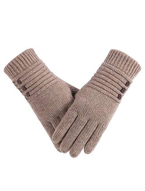 Copcape Gloves for Women, Winter Gloves Warm Wool Knit with Thermal Thinsulate Lined, Gloves for Cold Weather with Touchscreen Finger