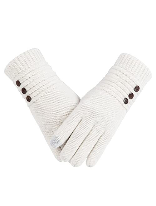 Copcape Gloves for Women, Winter Gloves Warm Wool Knit with Thermal Thinsulate Lined, Gloves for Cold Weather with Touchscreen Finger