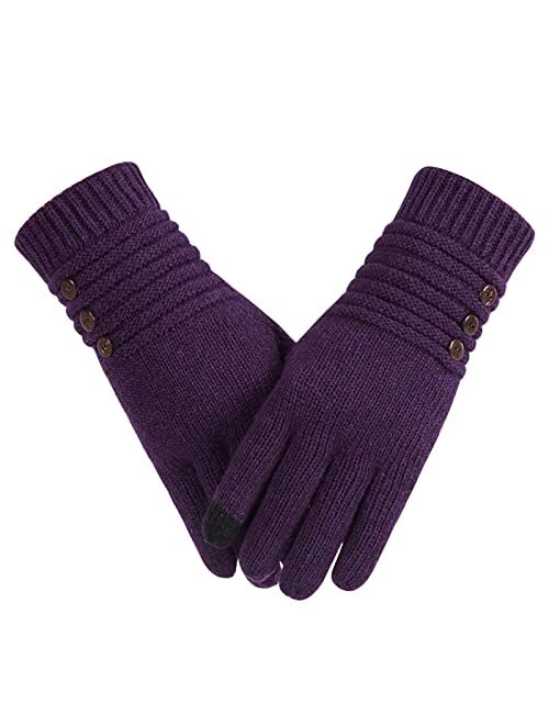 Copcape Gloves for Women, Winter Gloves Warm Wool Knit with Thermal Thinsulate Lined, Gloves for Cold Weather with Touchscreen Finger