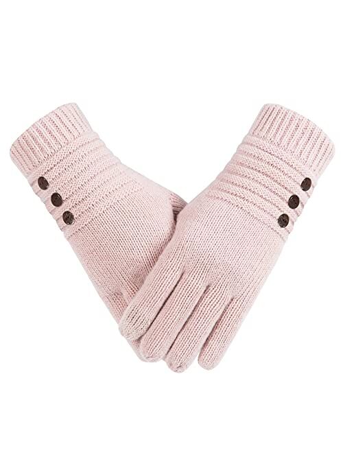 Copcape Gloves for Women, Winter Gloves Warm Wool Knit with Thermal Thinsulate Lined, Gloves for Cold Weather with Touchscreen Finger