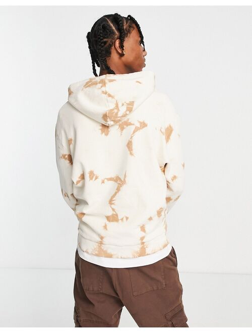 ASOS DESIGN oversized hoodie in beige tie dye with text print